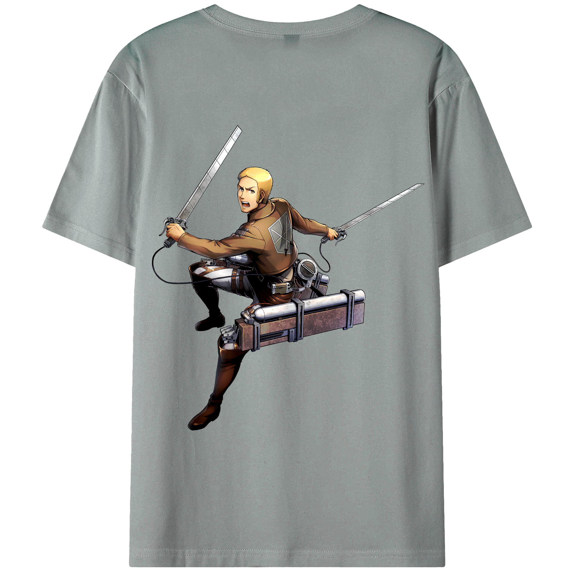 （画像用） 進撃の巨人 ライナー・ブラウン Attack on Titan Reiner Braun 綿100％ メンズ半袖Tシャツ（バックプリント） 通気性